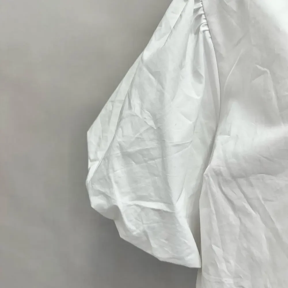 Abercrombie & Fitch Short-Sleeve Tie-Front‎ Top Solid White Size Medium NWT